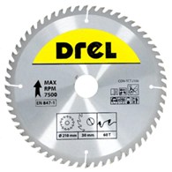 Piła tarczowa DREL CV do drewna ze spiekiem 210 x 30 mm 60T