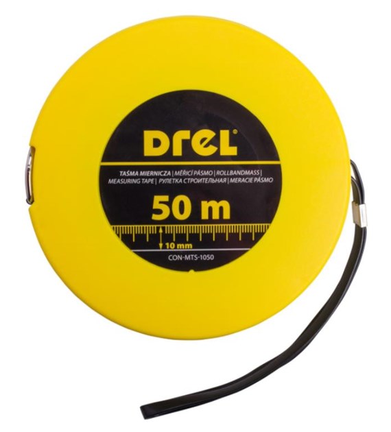 Taśma miernicza stalowa 50 m, 10 mm DREL