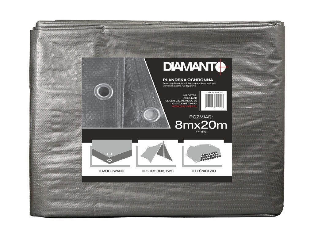 Plandeka srebrna 8 x 20m DIAMANTO