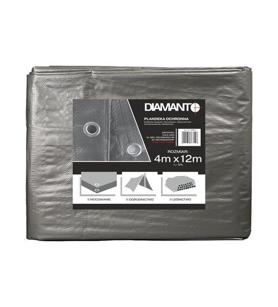 Plandeka srebrna 4 x 12m DIAMANTO