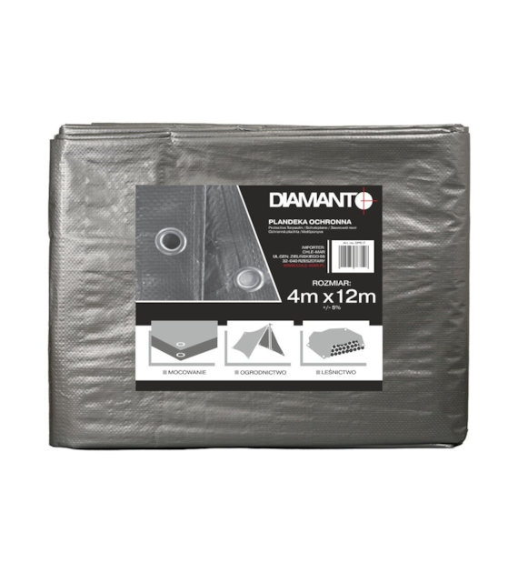 Plandeka srebrna 4 x 12m DIAMANTO