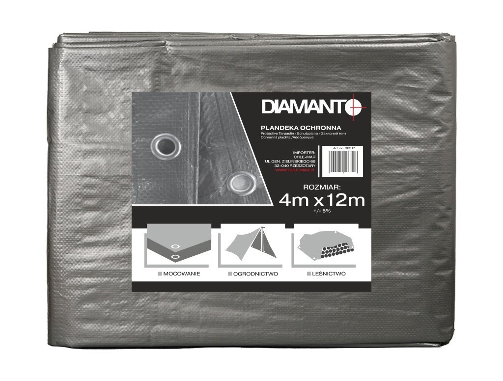 Plandeka srebrna 4 x 12m DIAMANTO