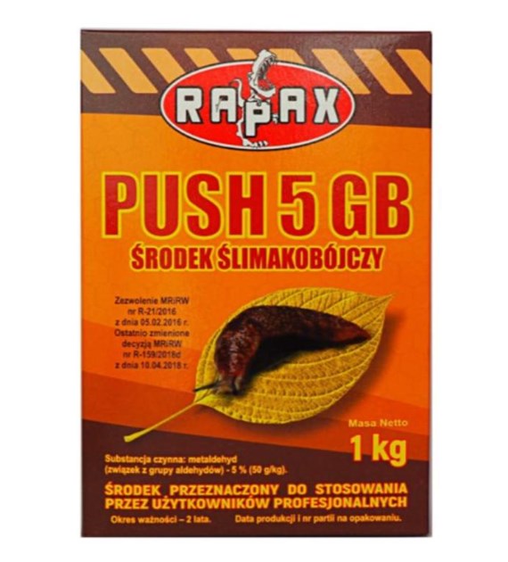 Trutka - granulat na ślimaki PUSH 5GB, w kartonie 1kg RAPAX