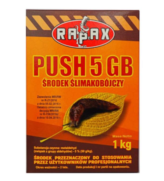 Trutka - granulat na ślimaki PUSH 5GB, w kartonie 1kg RAPAX