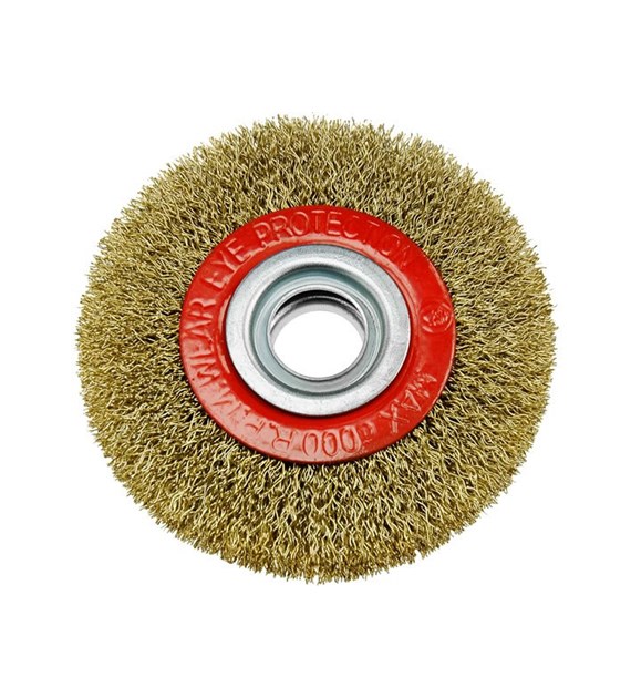 Szczotka druciana tarczowa 150 mm, otwór 20 mm, mosiądzowana