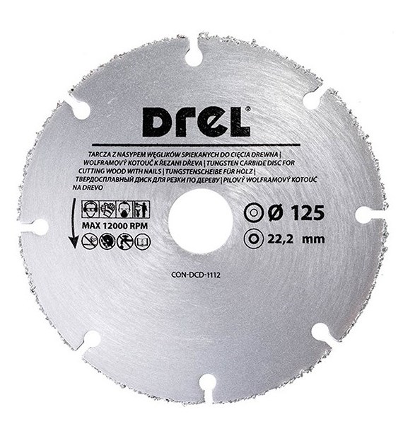 Tarcza 125 x 22,23 mm nasyp z węglika spiekanego do cięcia drewna z gwoździami