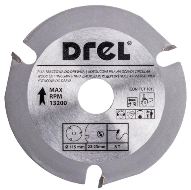 Piła tarczowa DREL CV do drewna ze spiekiem 115 x 22,2 mm 3T