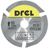 Piła tarczowa DREL CV do drewna ze spiekiem 125 x 22,2 mm 3T