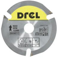 Piła tarczowa DREL CV do drewna ze spiekiem 125 x 22,2 mm 3T
