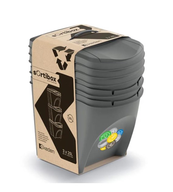 Kosz do segregacji odpadów Sortibox SET3 - szary
