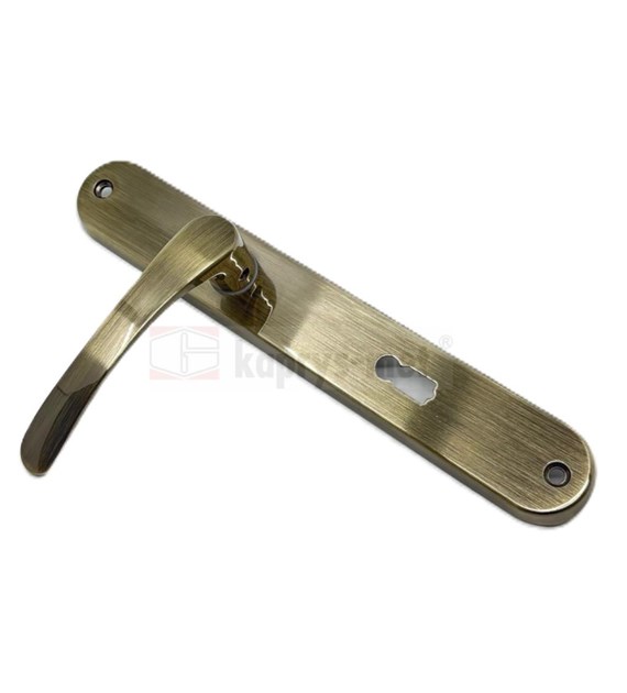 Klamka drzwiowa Biszkopt długi szyld patyna