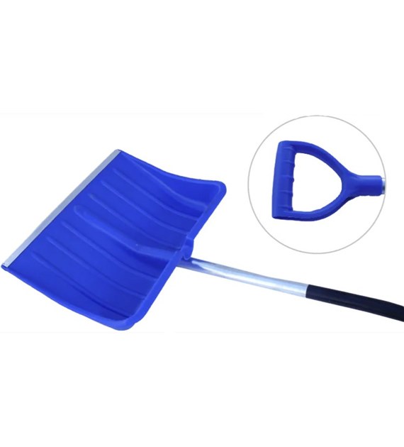 Łopata do śniegu PLASTIKOWA z trzonem aluminiowym profilowanym oprawiona