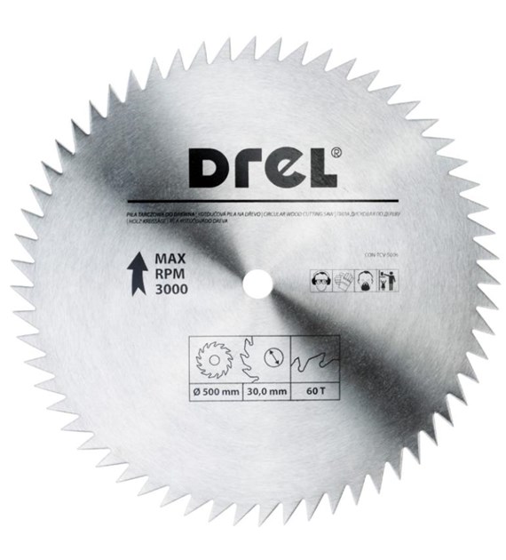 Piła tarczowa DREL CV do drewna 500 x 30 mm 60T