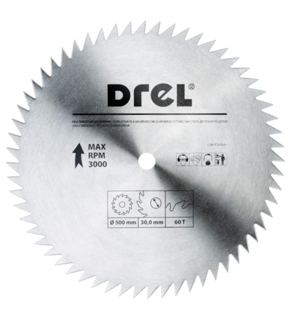 Piła tarczowa DREL CV do drewna 500 x 30 mm 60T