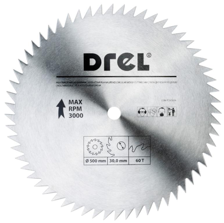 Piła tarczowa DREL CV do drewna 500 x 30 mm 60T