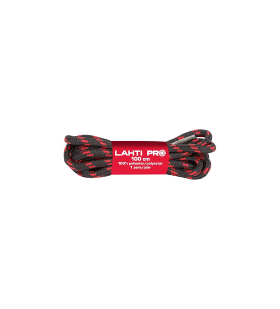 Sznurowadła okrągłe czarno - czerwone 120cm LAHTI PRO