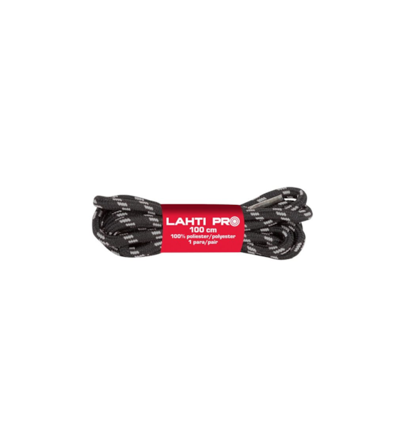 Sznurowadła okrągłe czarno - szare 150cm LAHTI PRO