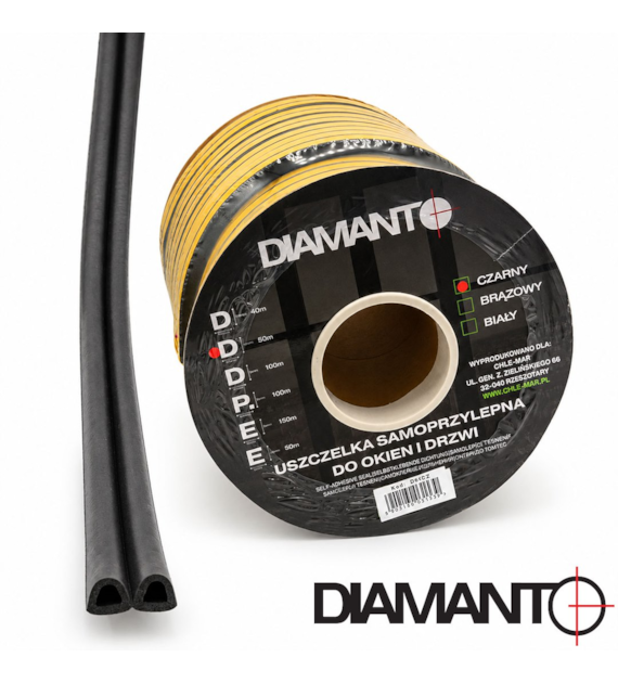 Uszczelka PROFIL ''D'' 12x10mm czarna 50m DIAMANTO