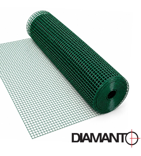 Siatka zgrzewana PCV, oczko 12,7x12,7 mm, drut 1,0 mm, 25 m x 1 m DIAMANTO