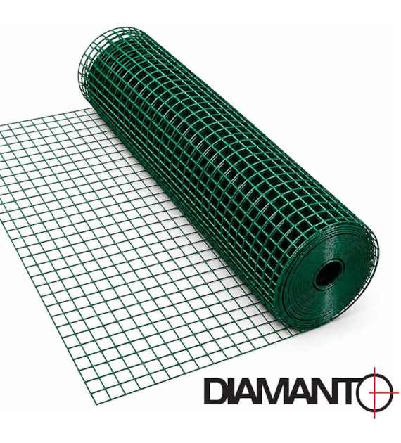 Siatka zgrzewana PCV, oczko 19x19 mm, drut 1,2 mm, 25 m x 1 m DIAMANTO