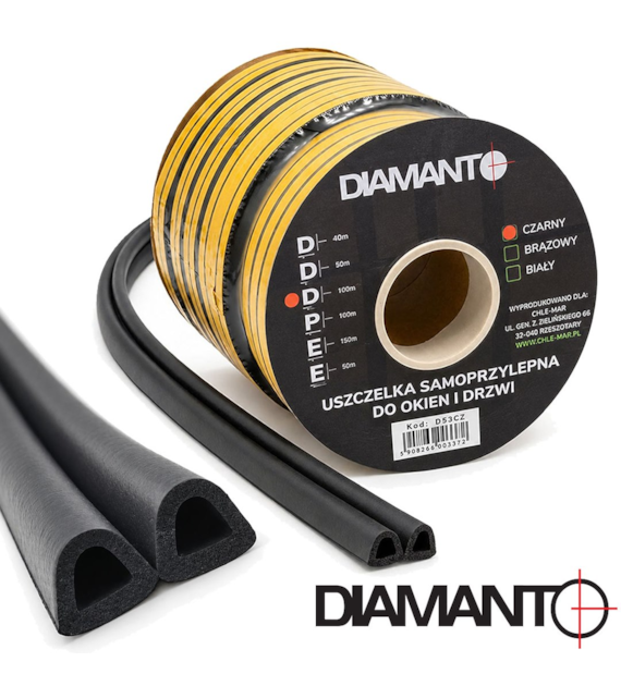 Uszczelka PROFIL  D  9x7,4mm czarna 100m DIAMANTO