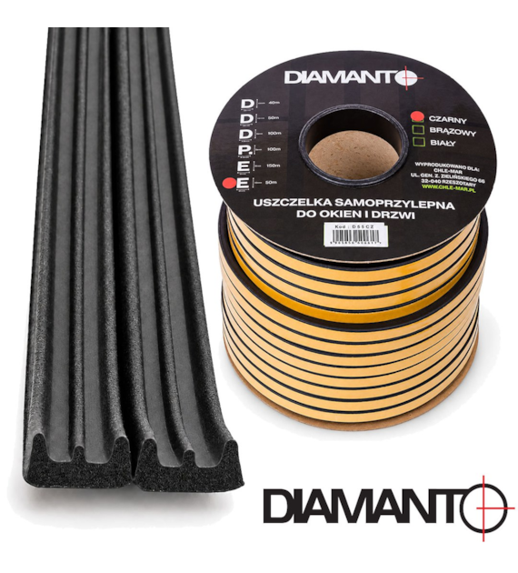 Uszczelka PROFIL  E  15x8 czarna 50m DIAMANTO