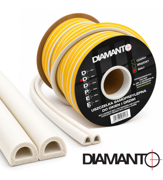 Uszczelka PROFIL ''D'' 12x10mm biała 50m DIAMANTO