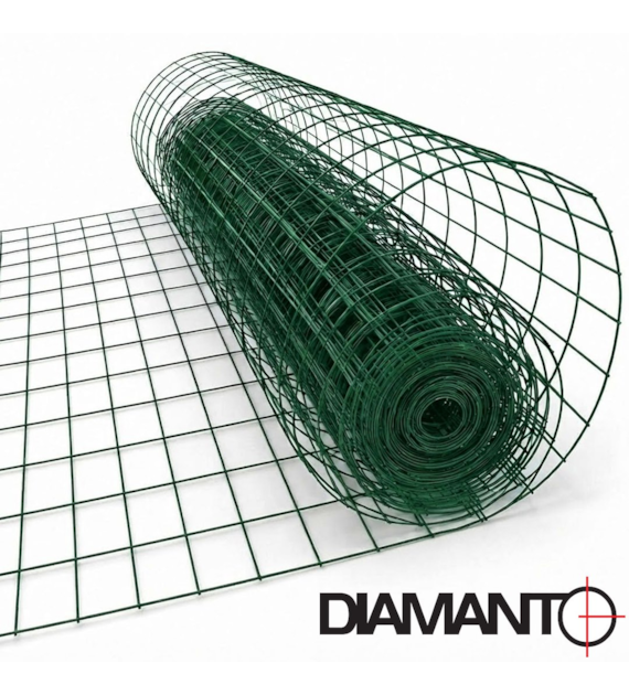 Siatka zgrzewana PCV, oczko 50x100 mm, drut 2,2 mm, 15 m x 1,2 m DIAMANTO