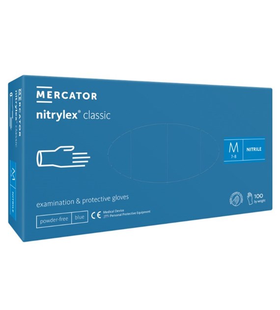 Rękawice NITRYLEX CLASSIC Niebieskie bezpudrowe rozm. M, 100szt