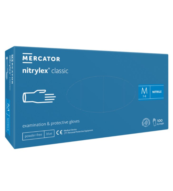 Rękawice NITRYLEX CLASSIC Niebieskie bezpudrowe rozm. XL, 100szt