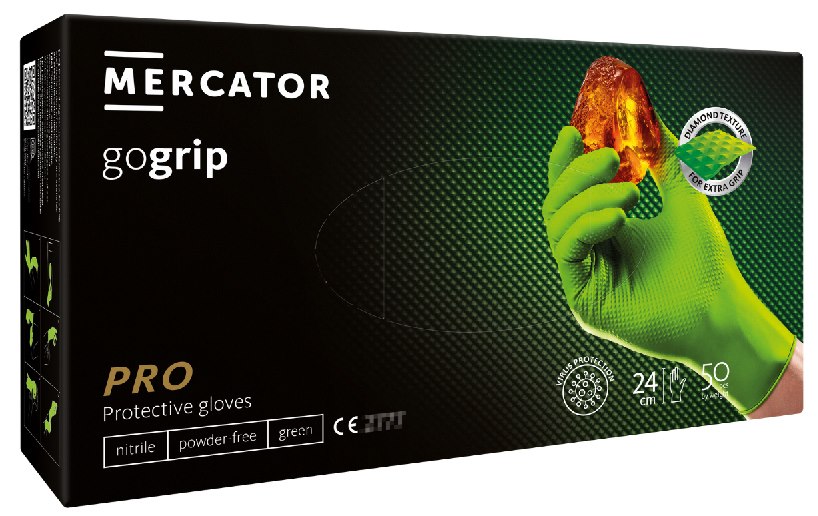 Rękawice GOGRIP-GREEN nitrylowe bezpudrowe rozm. XL, 50szt