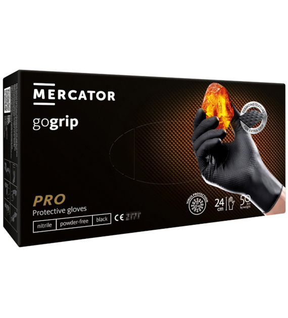 Rękawice GOGRIP-BLACK nitrylowe bezpudrowe rozm. L, 50szt