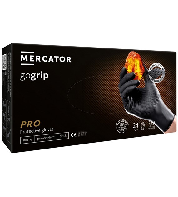 Rękawice GOGRIP-BLACK nitrylowe bezpudrowe rozm. XL, 50szt