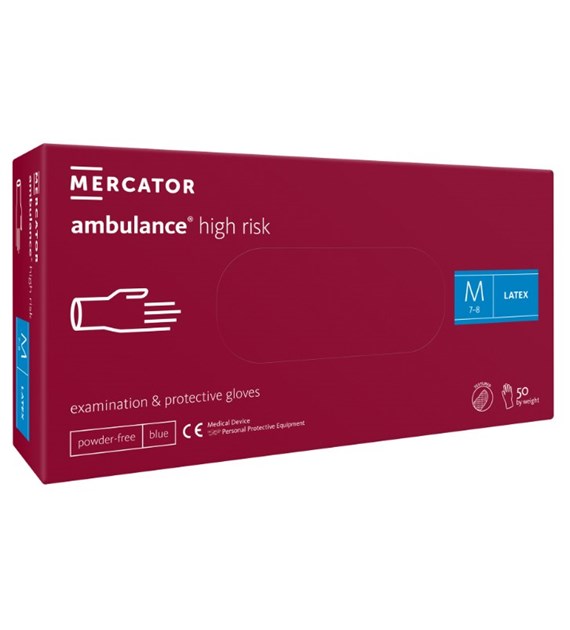 Rękawice AMBULANCE HIGH RISK lateksowe bezpudrowe rozm. XL, 50szt