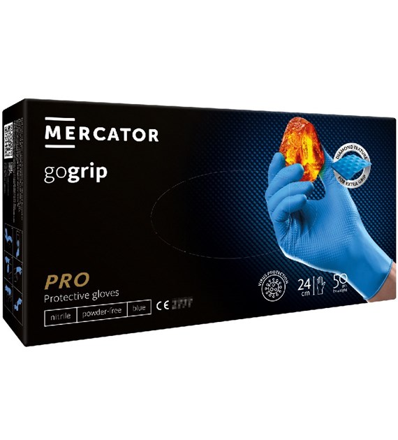 Rękawice GOGRIP-BLUE nitrylowe bezpudrowe rozm. S, 50szt