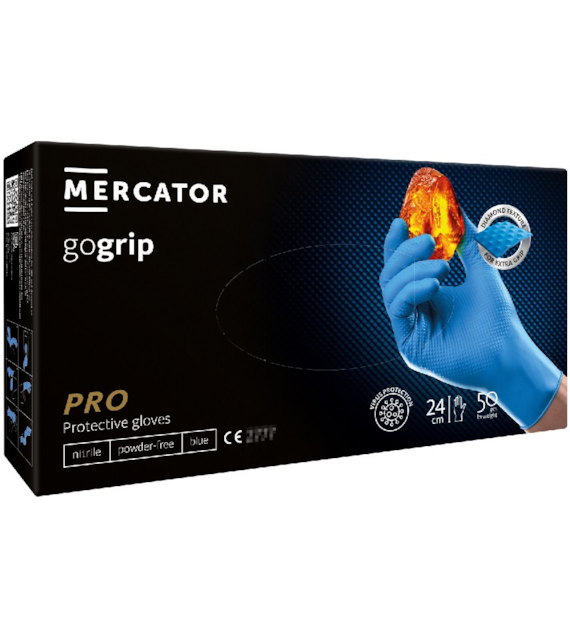 Rękawice GOGRIP-BLUE nitrylowe bezpudrowe rozm. S, 50szt