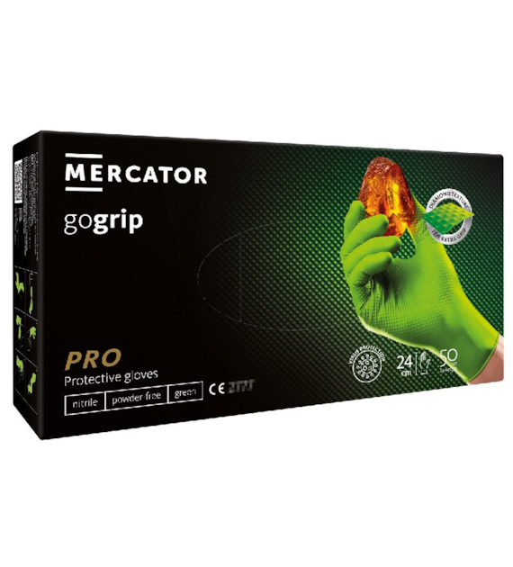Rękawice GOGRIP-GREEN nitrylowe bezpudrowe rozm. M, 50szt
