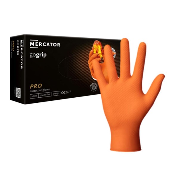 Rękawice GOGRIP-ORANGE nitrylowe bezpudrowe rozm. S, 50szt
