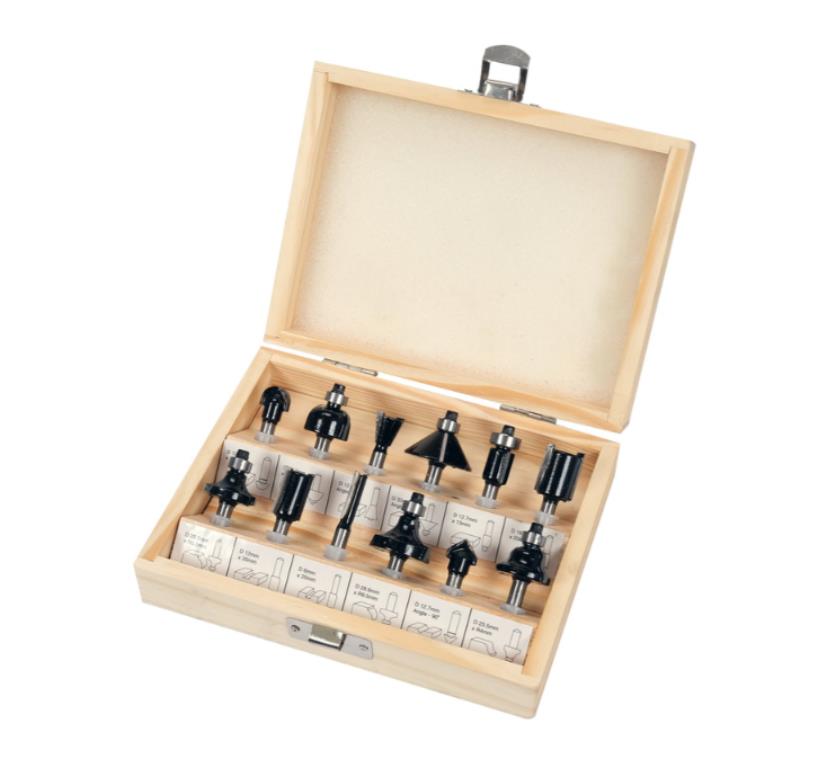 Frezy do drewna trzpień fi 6mm, zestaw 12szt