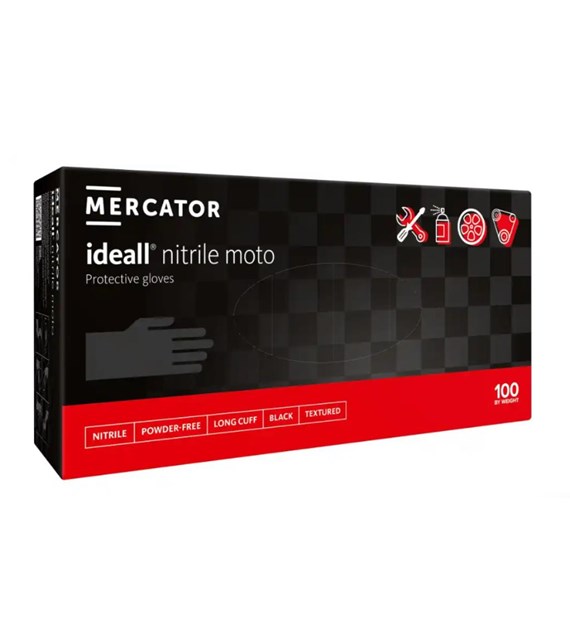 Rękawice NITRILE MOTO long czarne bezpudrowe rozm. XXL 100szt