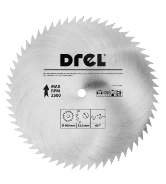 Piła tarczowa DREL CV do drewna 600 x 32 mm 60T