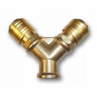 Dwójnik GW 3/8  + 2 szybkozłącza mosiądz