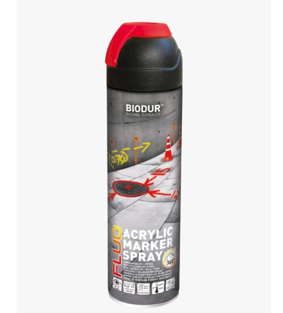 BIODUR Lakier do znakowania aerozol czerwony 500ml