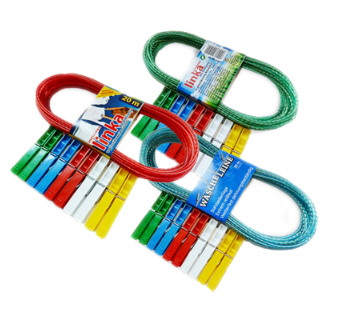 Linka do bielizny metalowa 20m z klamerkami