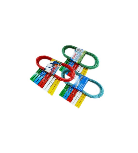 Linka do bielizny metalowa 30m z klamerkami