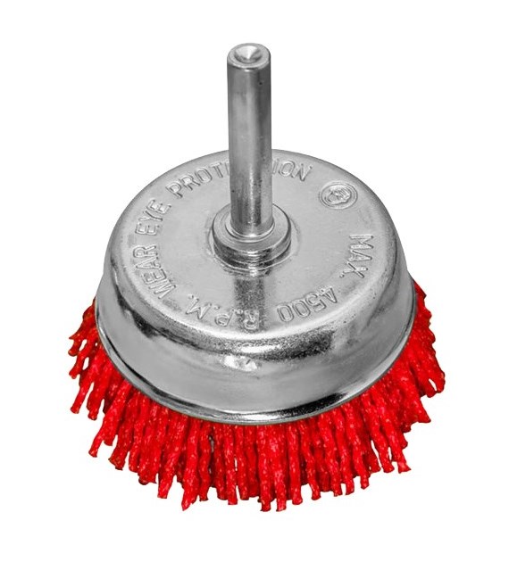 Szczotka nylonowa doczołowa 75 mm trzpień 6 mm