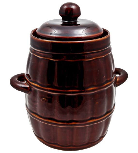 Beczka kamionkowa  3,2L z kołnierzem + pokrywką (hermetyczna)