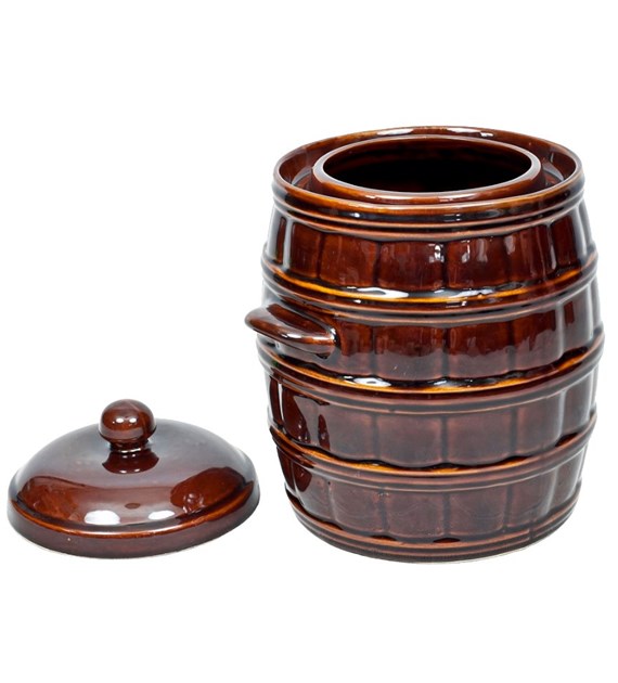 Beczka kamionkowa 8L z kołnierzem + pokrywką (hermetyczna)