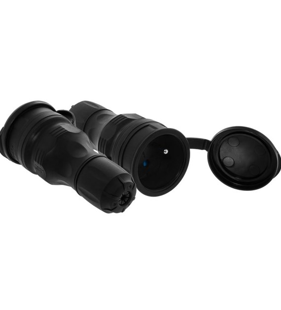 Gniazdo IP54 z klapką hermetyczną CZARNE