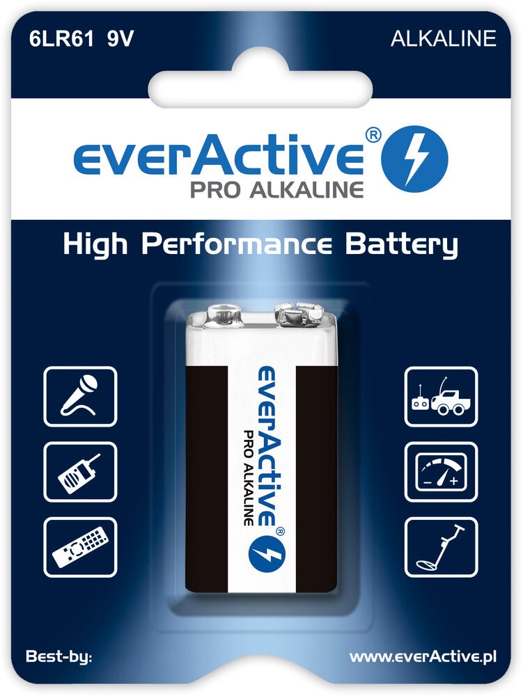 Bateria everACTIVE PRO ALKALINE 6LR61 9V